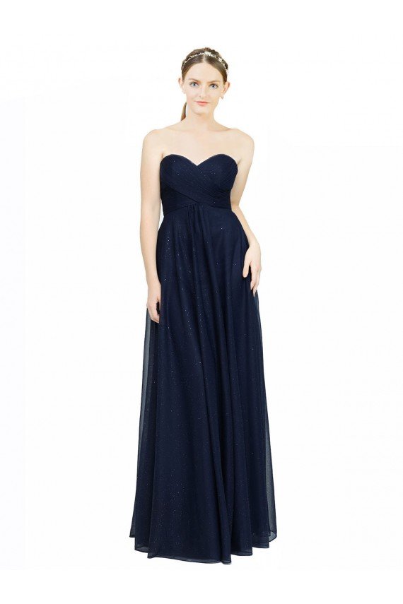 Cheapest Strapless Sweetheart Long Chiffon Bridesmaid Dress Low Back UK