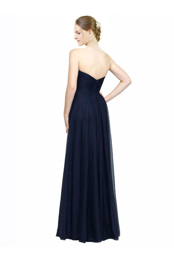 Cheapest Strapless Sweetheart Long Chiffon Bridesmaid Dress Low Back UK