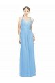 Cheapest Double Straps Shoulder V-Neck Sheath Chiffon Bridesmaid Dress with Keyhole Back UK
