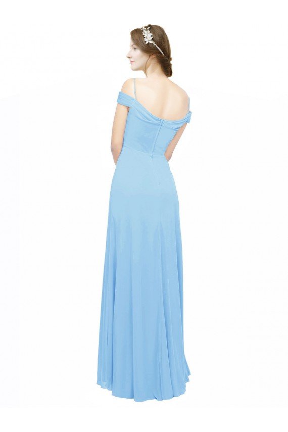 Cheapest Off the Shoulder Bateau Neck Chiffon Bridesmaid Dress with Straps UK