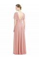 Cheapest Draped Short Sleeves Long Chiffon A-Line Bridesmaid Dress UK