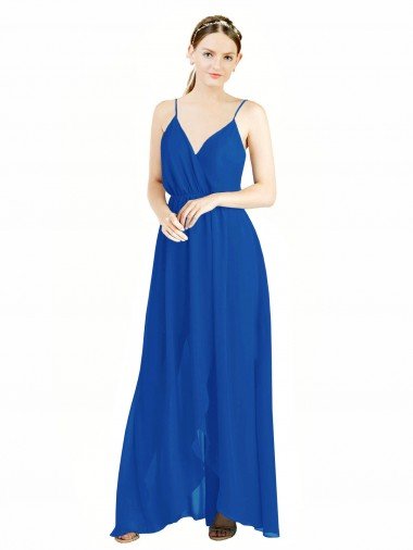 Cheapest Sleeveless Surplice Chiffon Bridesmaid Dress with Spaghetti Straps UK