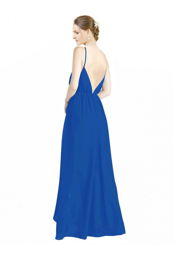 Cheapest Sleeveless Surplice Chiffon Bridesmaid Dress with Spaghetti Straps UK