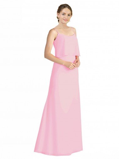 Cheapest Spaghetti Straps A-Line Chiffon Bridesmaid Dress Low Back UK