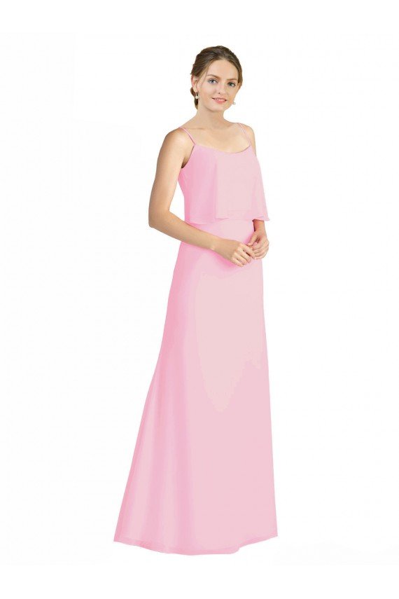 Cheapest Spaghetti Straps A-Line Chiffon Bridesmaid Dress Low Back UK