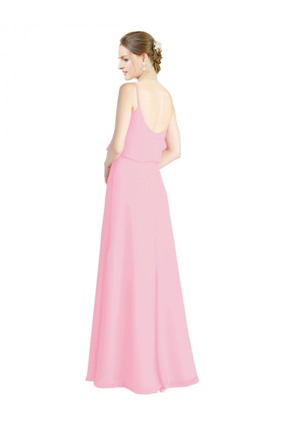 Cheapest Spaghetti Straps A-Line Chiffon Bridesmaid Dress Low Back UK