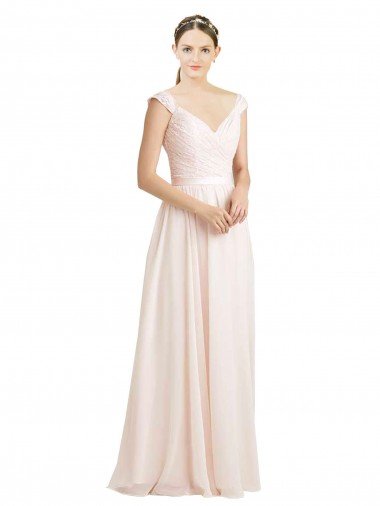 Cheapest Sweetheart A-Line Chiffon Bridesmaid Dress with Ruched Lace Bodice UK