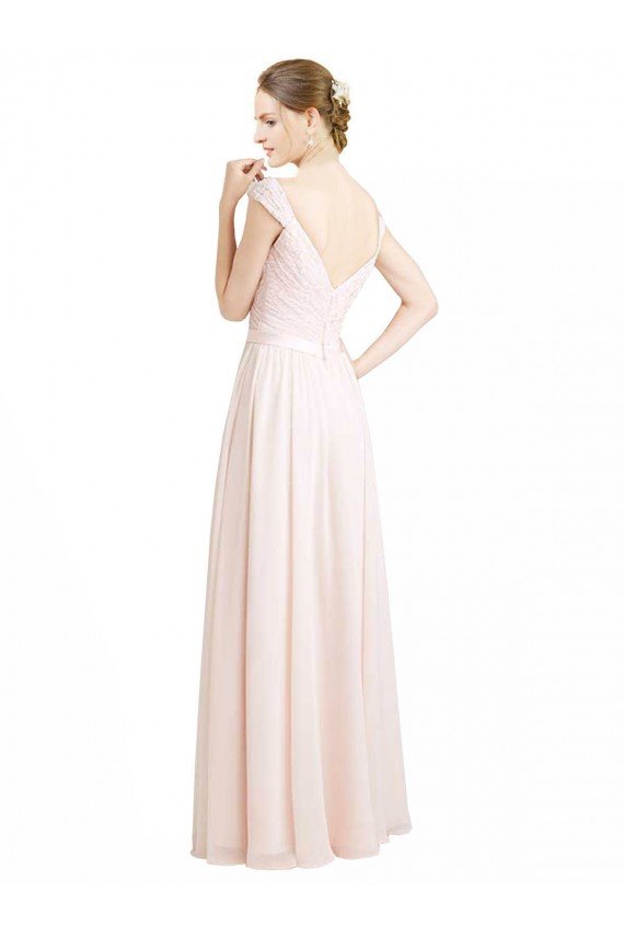 Cheapest Sweetheart A-Line Chiffon Bridesmaid Dress with Ruched Lace Bodice UK