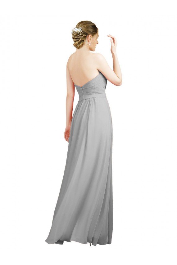 Cheapest Sweetheart Strapless Draped Long Chiffon Bridesmaid Dress UK