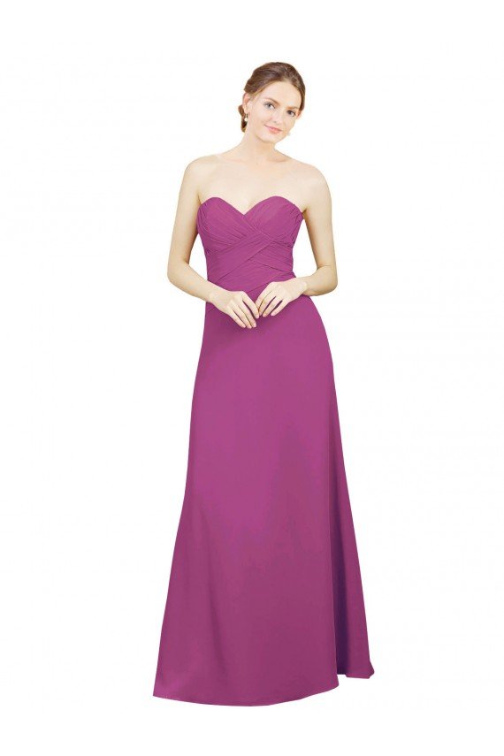 Cheapest Sweetheart Neckline Pleated Chiffon Bridesmaid Dress with Low Back UK