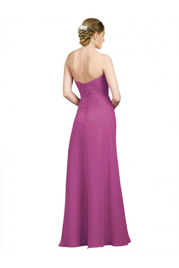 Cheapest Sweetheart Neckline Pleated Chiffon Bridesmaid Dress with Low Back UK