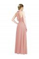 Cheapest Ruched Sweetheart Halter Neckline Chiffon Bridesmaid Dress with Tie Open Back UK