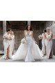 Cheapest Chiffon Long Champagne Evening Dress with Sexy High Slit and Front Ruffles UK