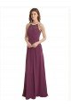 Cheapest High Neckline Long Chiffon Bridesmaid Dress with Beaded Trim UK