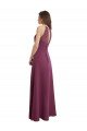 Cheapest High Neckline Long Chiffon Bridesmaid Dress with Beaded Trim UK