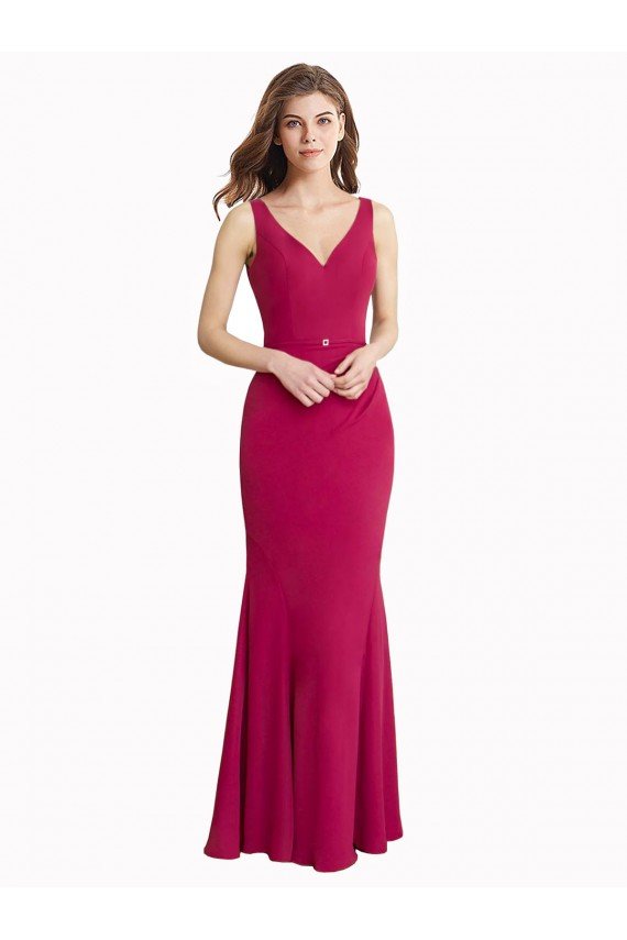 Cheapest V-Neck Mermaid Chiffon Bridesmaid Dress / Prom Dress with V-Back and Belt UK