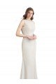 Cheapest Long Chiffon Bridesmaid Dress with Boat Neckline and Satin Collar UK