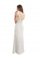 Cheapest Long Chiffon Bridesmaid Dress with Boat Neckline and Satin Collar UK