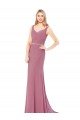 Cheapest Long Slim Chiffon Bridesmaid Dress / Prom Dress with Beaded Waist UK