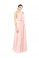 Cheapest Halter Neck Chiffon Bridesmaid Dress with Double Ruffle Front UK