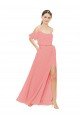 Cheapest Draped Off the Shoulder Sleeves Chiffon Bridesmaid Dress UK