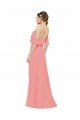 Cheapest Draped Off the Shoulder Sleeves Chiffon Bridesmaid Dress UK