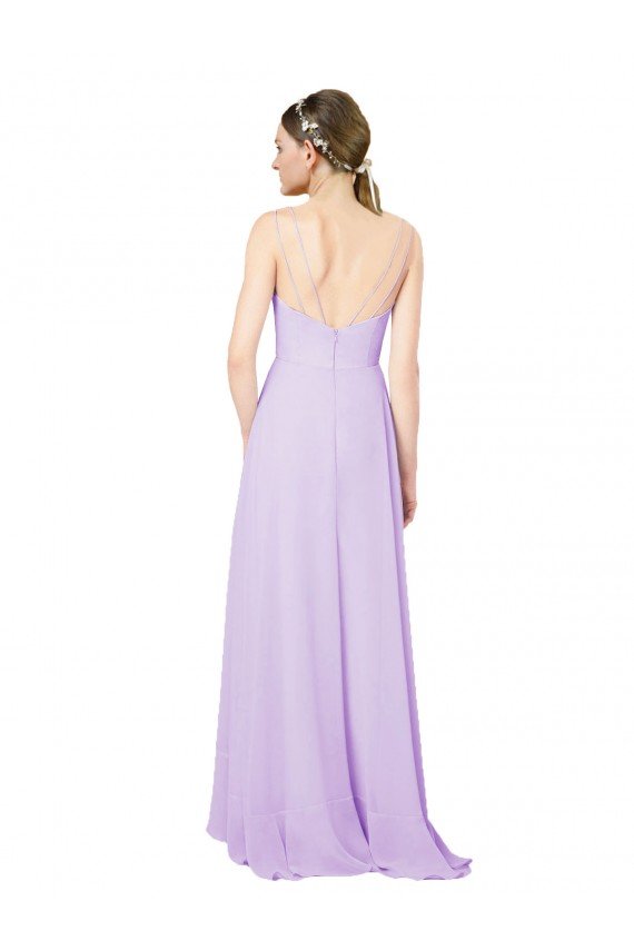 Cheapest High-Low Chiffon Bridesmaid Dress with Ruffle Detail UK