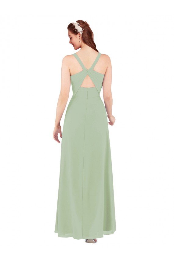 Cheapest Feminine Chiffon Bridesmaid Dress with Ruching and V-Neckline UK