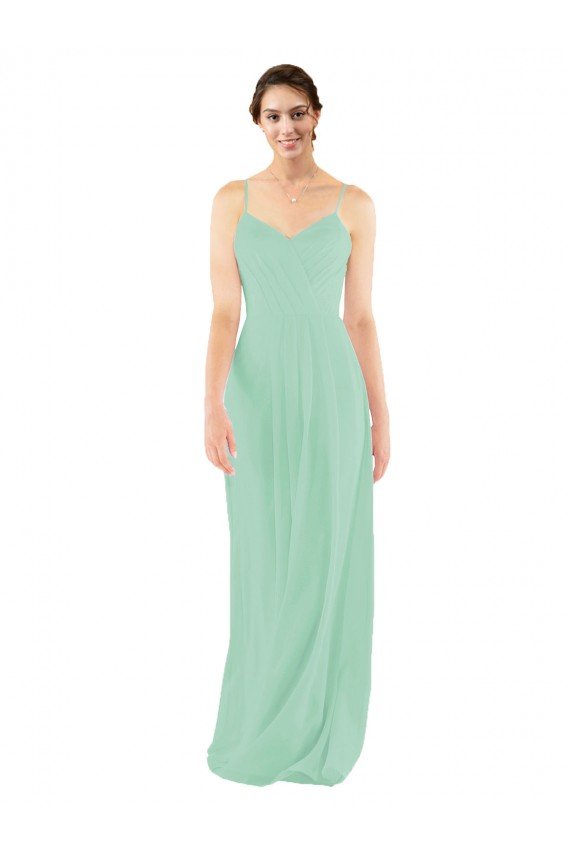 Cheapest Classic Long Chiffon Bridesmaid Dress with V-Neck UK