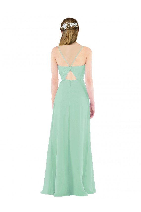 Cheapest Classic Long Chiffon Bridesmaid Dress with V-Neck UK
