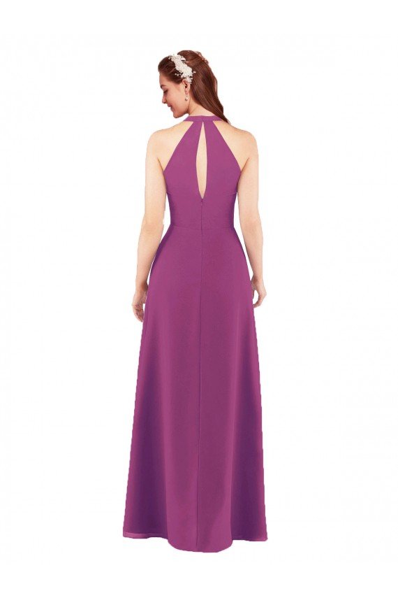 Cheapest Sassy Chiffon Bridesmaid Dress with Halter Neckline UK