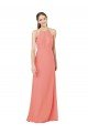 Cheapest Modern Long Chiffon Bridesmaid Dress with Keyhole Back UK