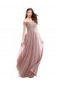 Cheapest Floor Length Chantilly Lace Off the Shoulder Chiffon Bridesmaid Dress UK