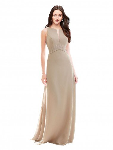 Cheapest Elegant Bridesmaid with High Neckline and Illusion V-Neck UK