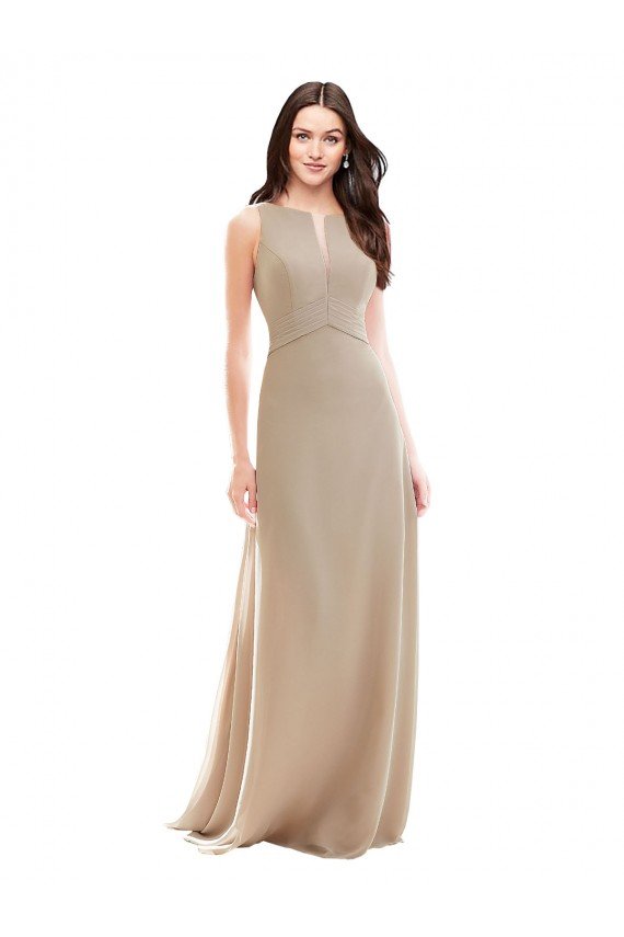 Cheapest Elegant Bridesmaid with High Neckline and Illusion V-Neck UK