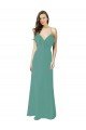 Cheapest Full Length Chiffon Bridesmaid Dress with Ruffled V-Neckline UK
