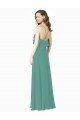 Cheapest Full Length Chiffon Bridesmaid Dress with Ruffled V-Neckline UK