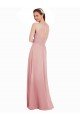 Cheapest Chiffon Bridesmaids Dress with Draped Bodice and Keyhole Back UK