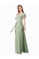 Cheapest Chiffon Bridesmaids Dress with Ruffles Flutter Sleeves UK