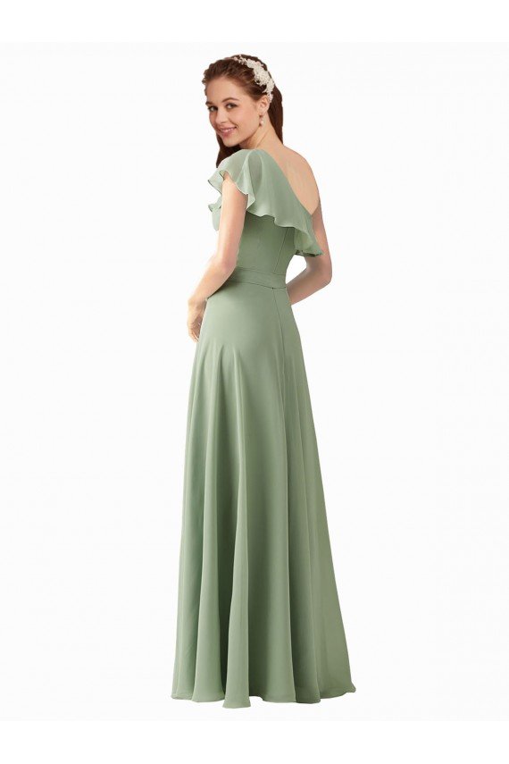 Cheapest Chiffon Bridesmaids Dress with Ruffles Flutter Sleeves UK