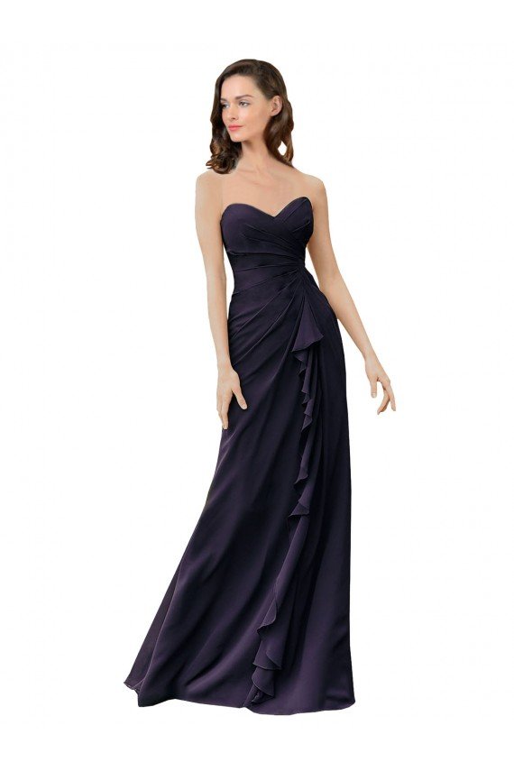 Cheapest Strapless Chiffon Bridesmaids Dress with Sweetheart Neckline UK