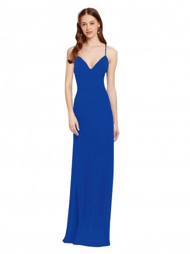 Cheapest Chiffon Bridesmaid Dress with Deep V-Neck and Spaghetti Straps UK