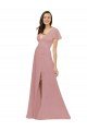 Cheapest Flutter Sleeves Short Chiffon Bridesmaid Dress with Tie Belt UK