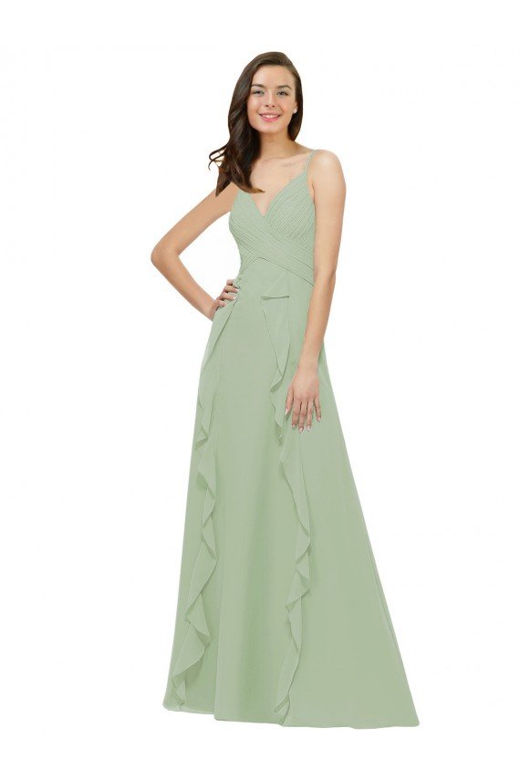 Cheapest Chiffon Bridesmaid Dress with Ruffles and Draping UK