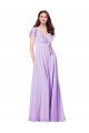 Cheapest Flutter Sleeves V-Neck Chiffon Bridesmaid Dress UK