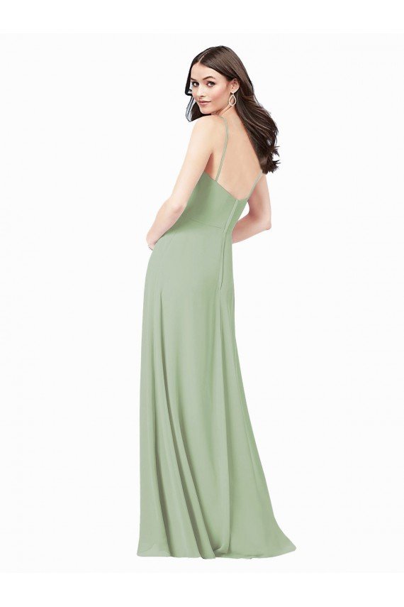 Cheapest Floor Length Long Chiffon Bridesmaid Dress with Side Slit UK