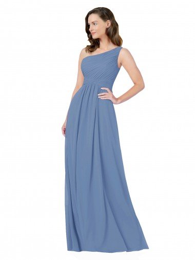 Cheapest Pleated One Shoulder Chiffon Bridesmaid Dress UK