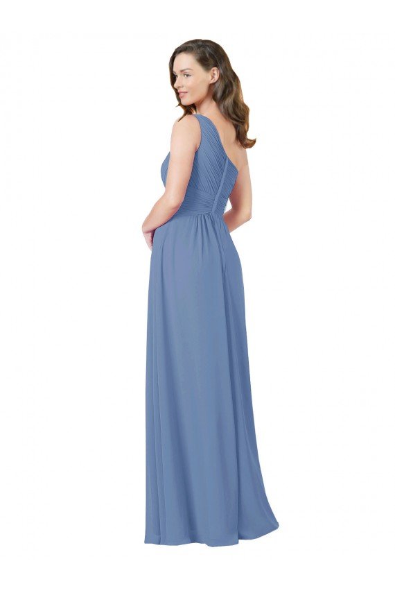 Cheapest Pleated One Shoulder Chiffon Bridesmaid Dress UK