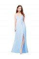 Cheapest Chiffon Bridesmaid Dress with Tie Sash and Side Slit UK