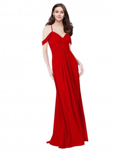 Cheapest Cold Shoulder Chiffon Bridesmaid Dress UK